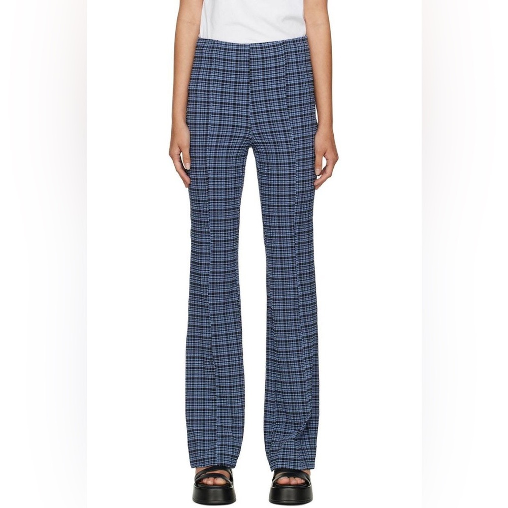 Ganni Blue Plaid Women's Pants